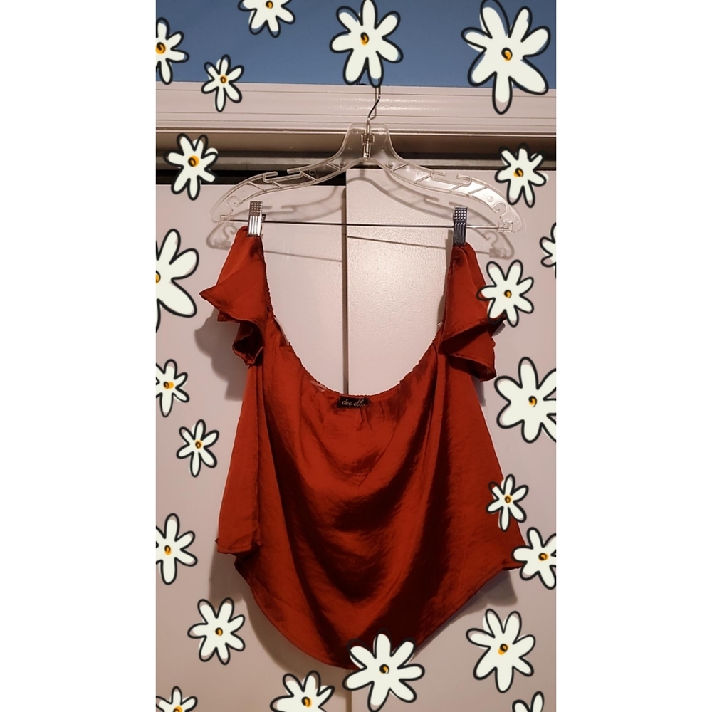 Satin Red Off the Shoulder Top